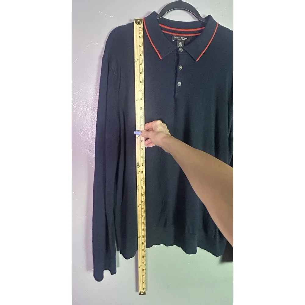 Banana Republic long-sleeve luxury blend polo sweater Silk Cotton Cashmere XL